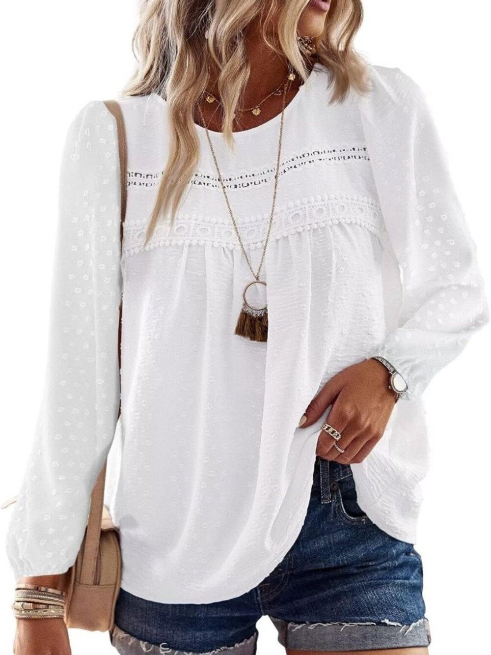 Chic Women's Flowy Boho Tops | Casual Lace Long Sleeve Shirts for Every Occasion